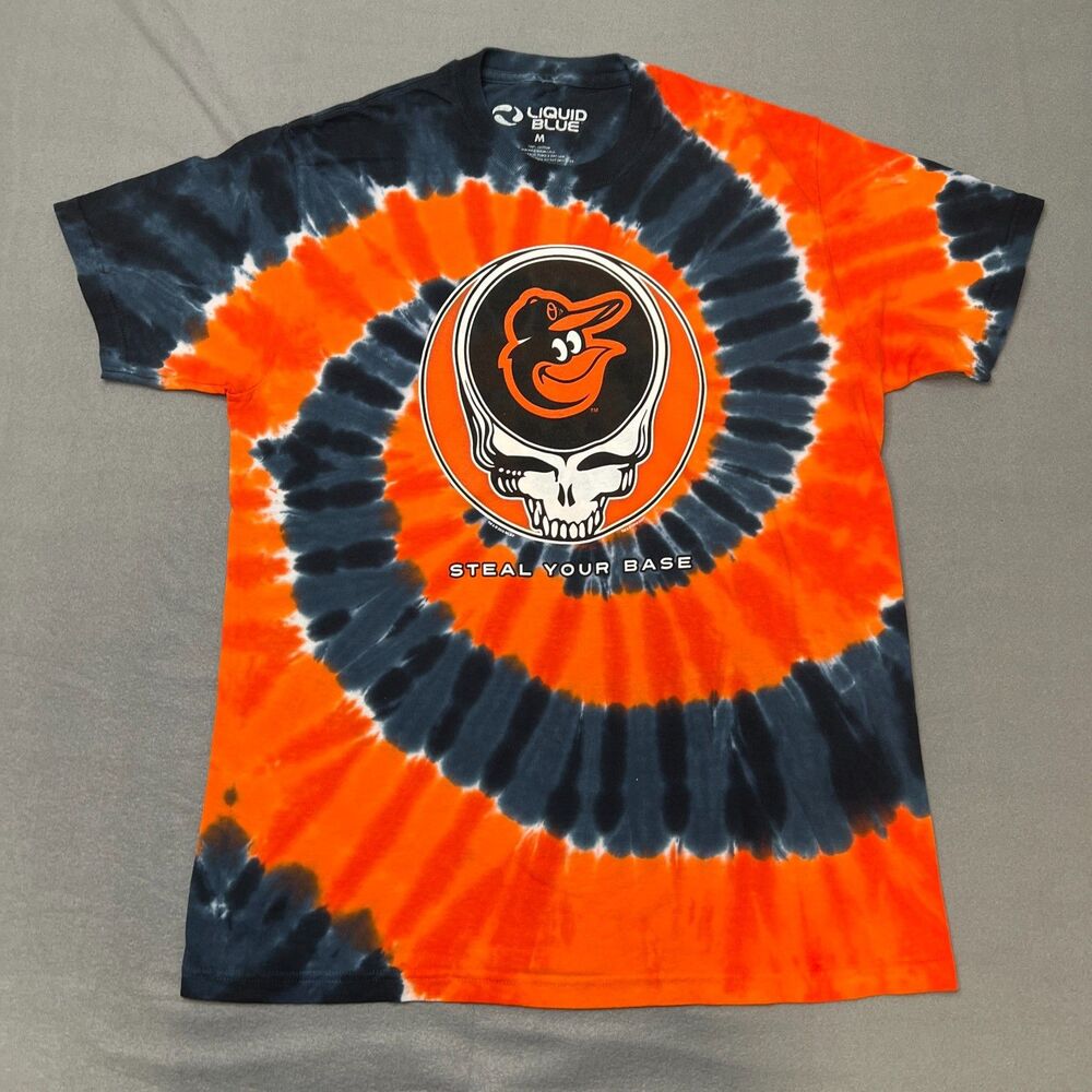 Liquid Blue Baltimore Orioles T-Shirt Men’s Medium Orange Blue Tie Dye Pullover